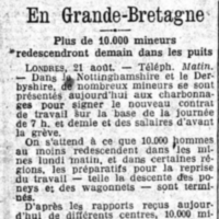 La grève anglaise : 10.000 mineurs ont accepté de se remettre à l'ouvrage
