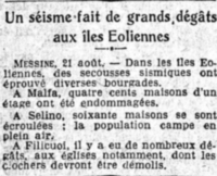 Un séisme fait de grands dégâts aux îles Eoliennes