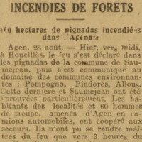 Incendies de forêts La dépêche -29 août 1926