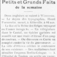 Petits et grands faits de la semaine 35