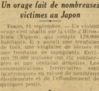 Un orage fait de nombreuses victimes à Hiroshima