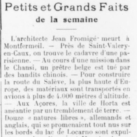 Petits et grands faits de la semaine
