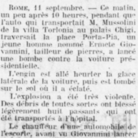Un attentat contre Mussolini
