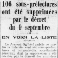 106 sous-préfectures ont été supprimées