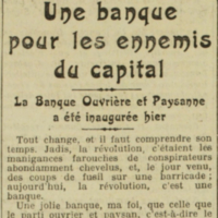 Une banque pour les ennemis du capital