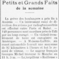 Petits et grand faits de la semaine - 19 septembre 1926