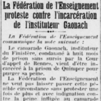 Contre l'incarcération de l'instituteur Gaonach