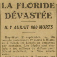 La Dépêche du 21 septembre 1926 La Floride dévastée