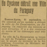 Un cyclone détruit la ville de La Encarnacion au Paraguay