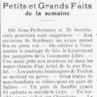 Petits et grands faits de la semaine - 26 septembre 1926