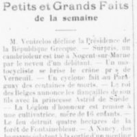 Petits et grands faits 03 octobre 1926