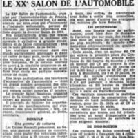 Le XXème Salon de l'Auto