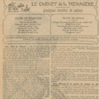 Les recettes hebdomadaires du Grillon du foyer et de La Bignole