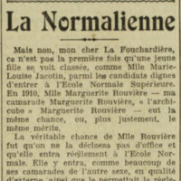Marie-Louise Jacotin déclassée de l'Ecole Normale Supérieure