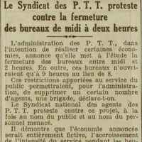 fermeture des bureaux de poste entre 12 et 14 heures