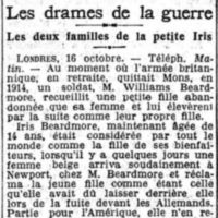 les deux familles de la petite Iris. Drame de la guerre