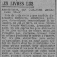 Anectodiques par Guillaume Apollinaire
