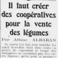 Il faut créer des coopératives pour la vente des légumes