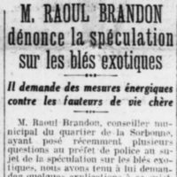 la spéculation sur les blés exotiques