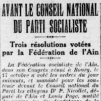 La Fédération socialiste de l'Ain met en garde