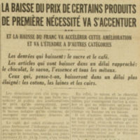 Baisse du prix de denrées de première nécessité