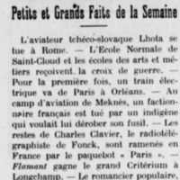 Petis et grands faits de la semaine