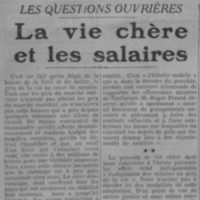 La vie chère et les salaires