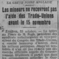Les mineurs ne recevront pas l'aide des Trade-Unions avant le 15 novembre