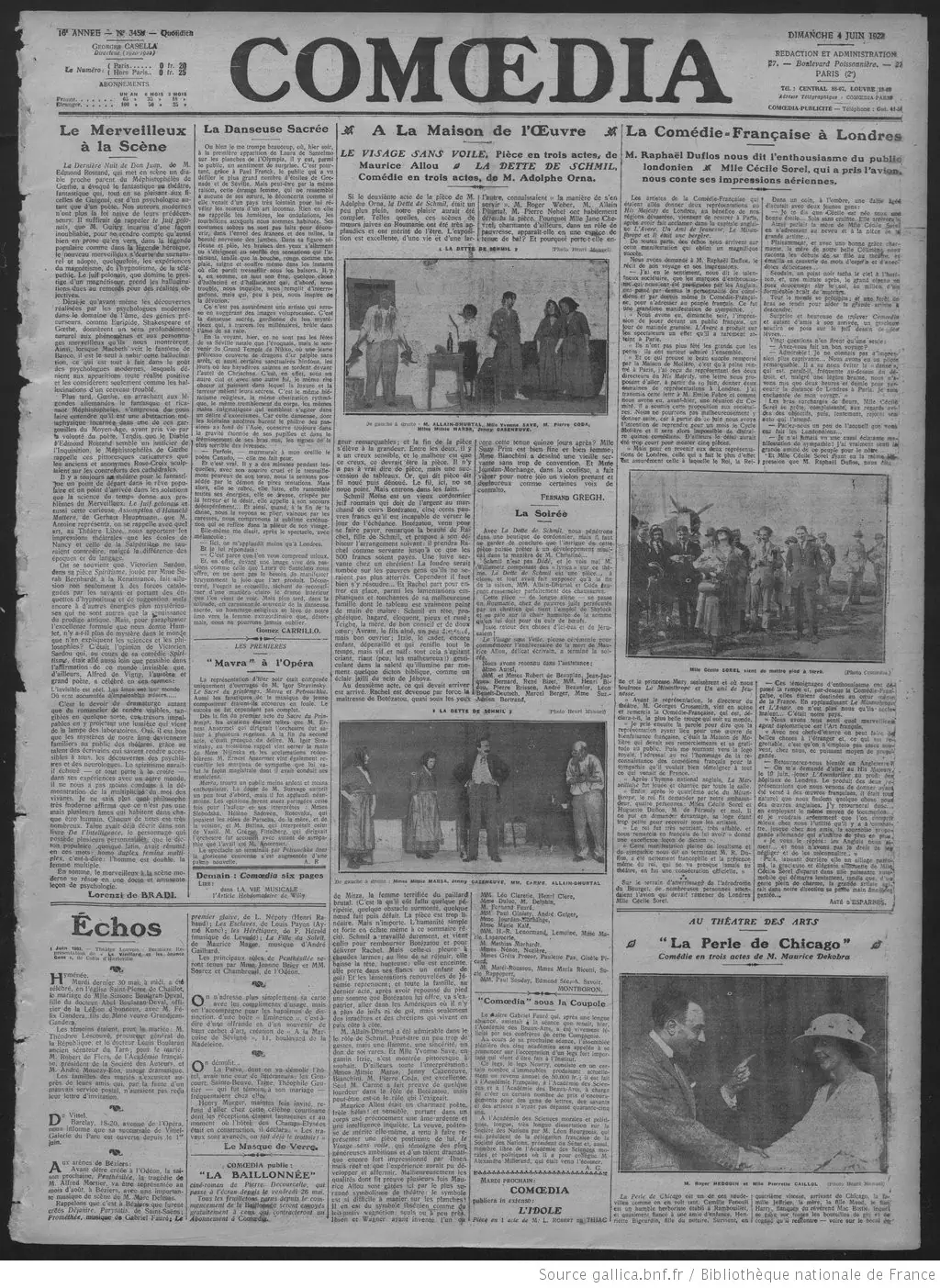 Comoedia journal du 04 juin 1922 la Comédie française à Londres page 05