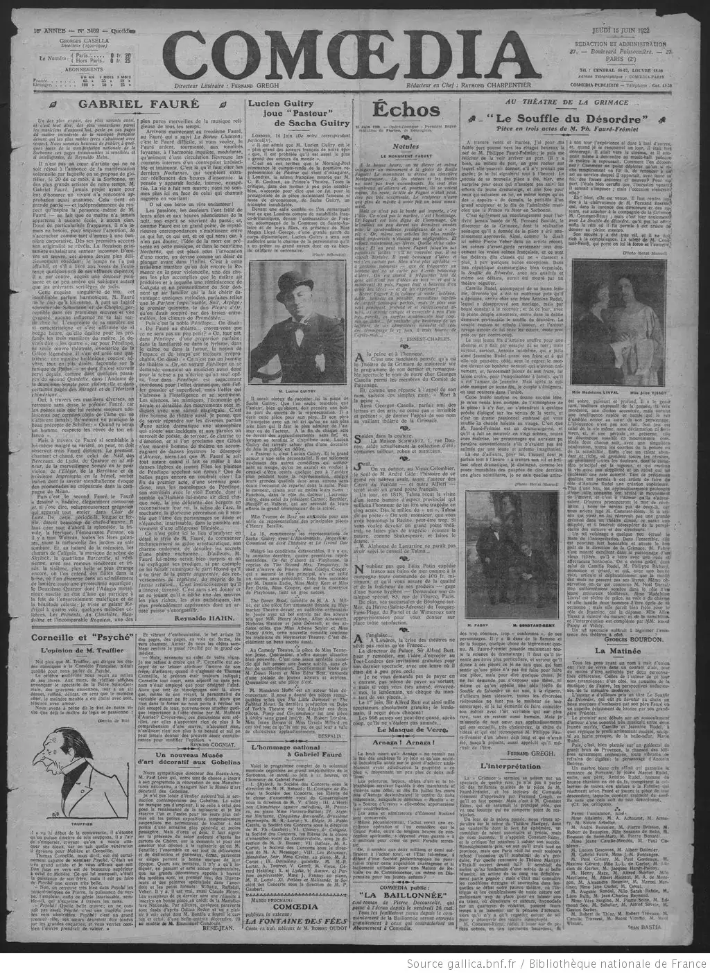 Comoedia édition du 15 juin 1922 Guitry père et fils la une 1 05