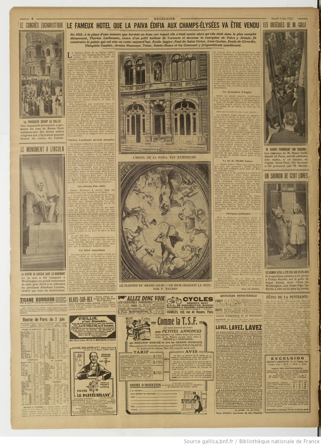 Excelsior 03 juin 1922 le palais de la Païva 05 1