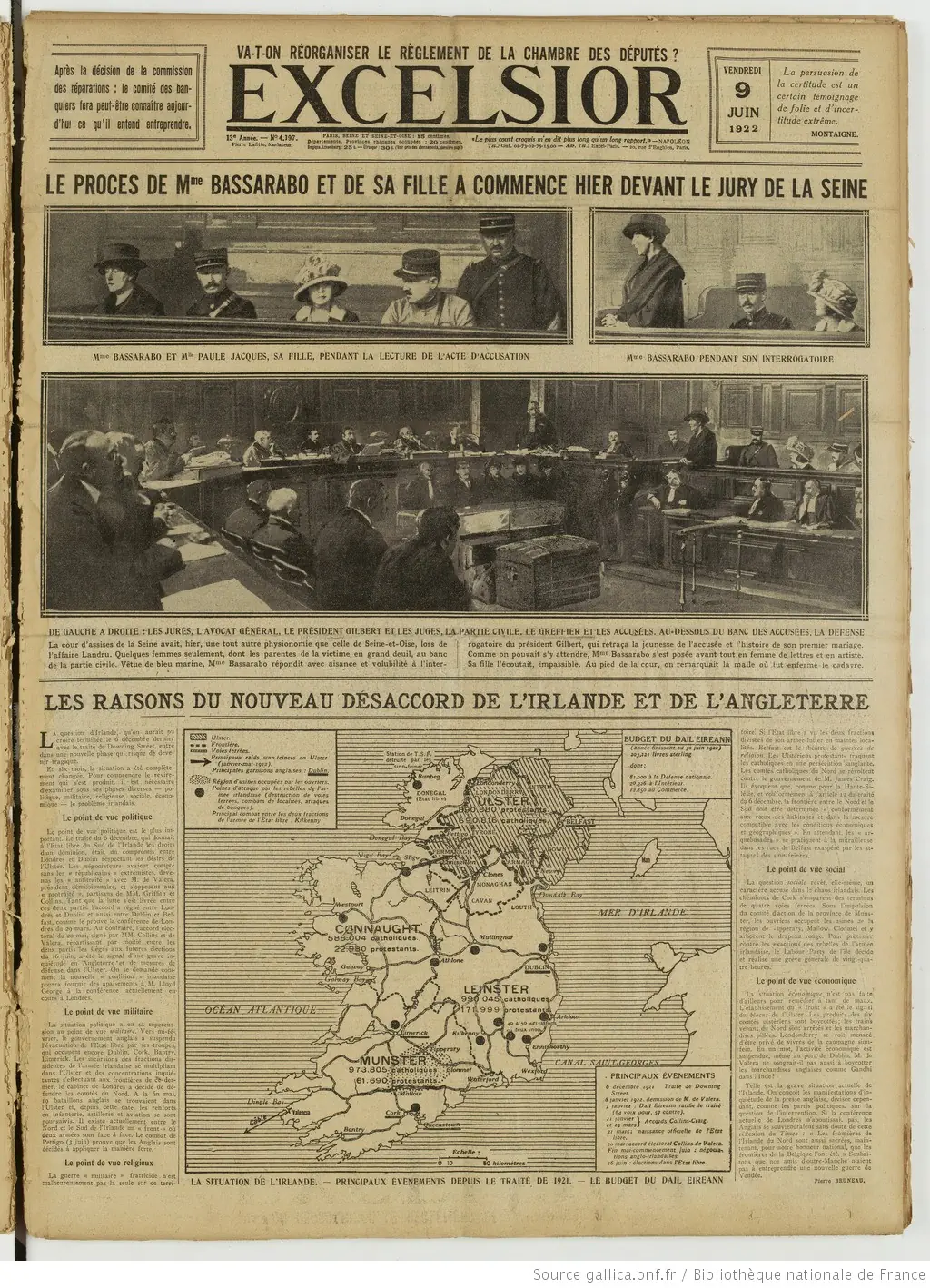 Excelsior édition du 09 juin 1922 le procès de Mme Bessarabo page