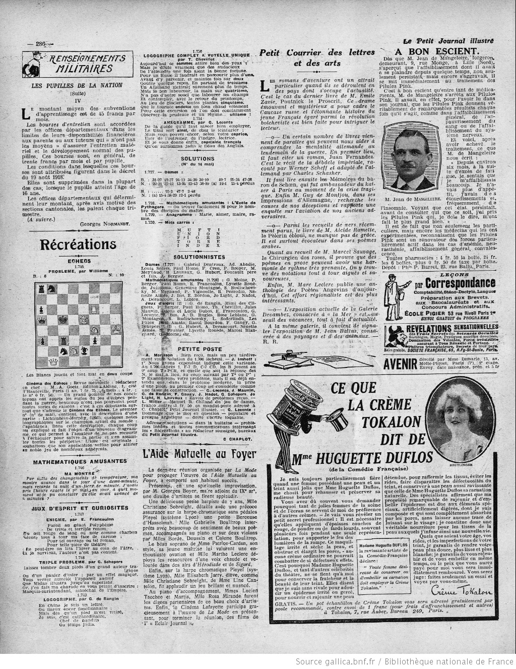 Le Petit journal illustré édition du 11 juin 1922 la page récréation P10 05