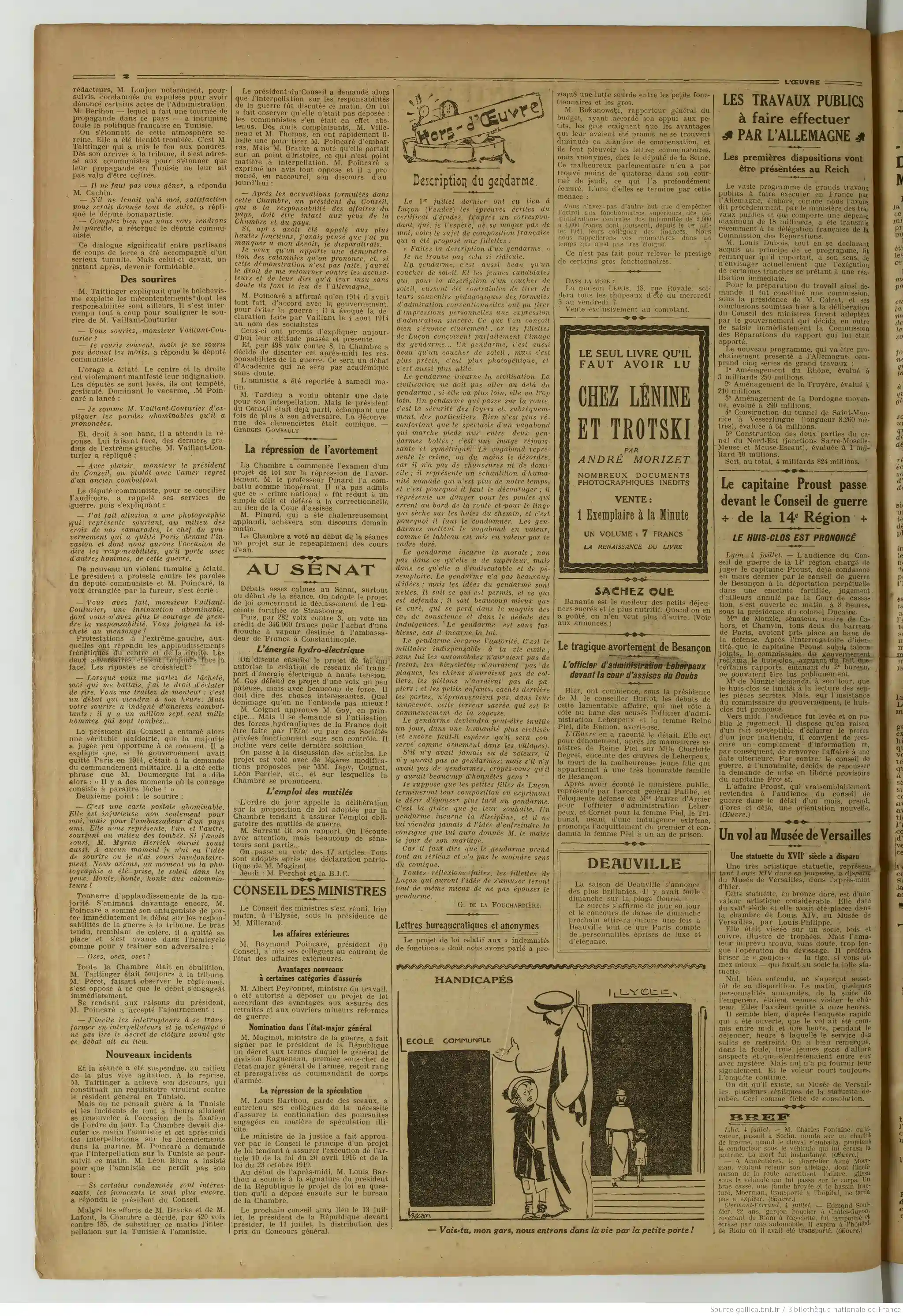 L Oeuvre édition du 05 juillet 1922 la page image père et son enfant à l école P2