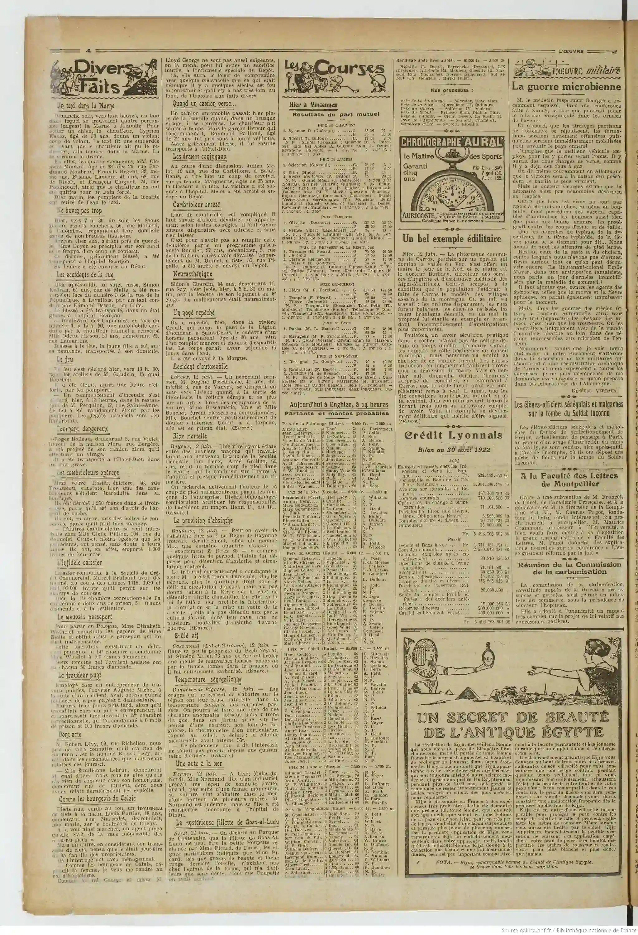L Oeuvre édition du 13 juin 1922 les édiles de Carros Alpes Maritimes au travail page 05