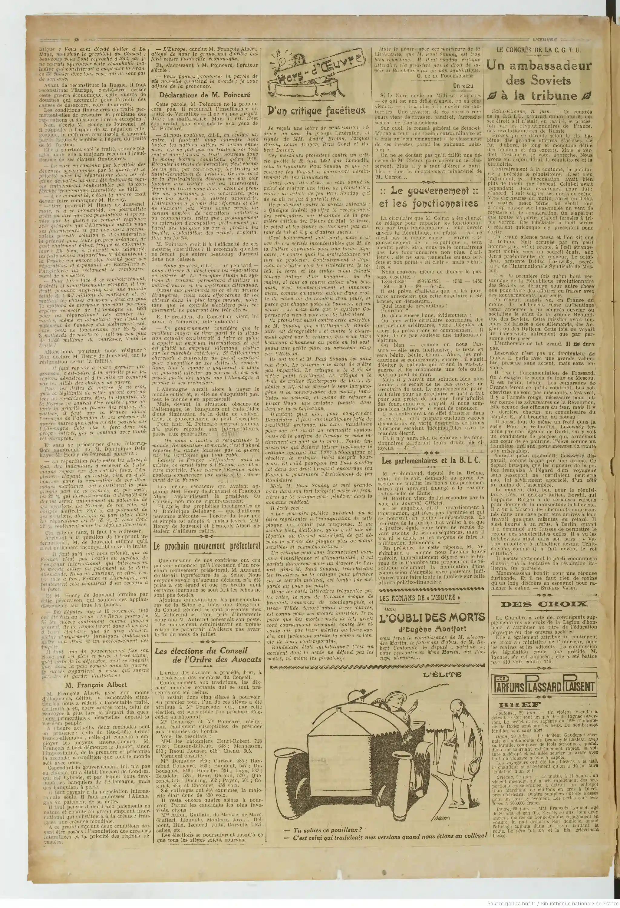 L Oeuvre édition du 30 juin 1922 page des sauterelles à Fontainebleau 2 05