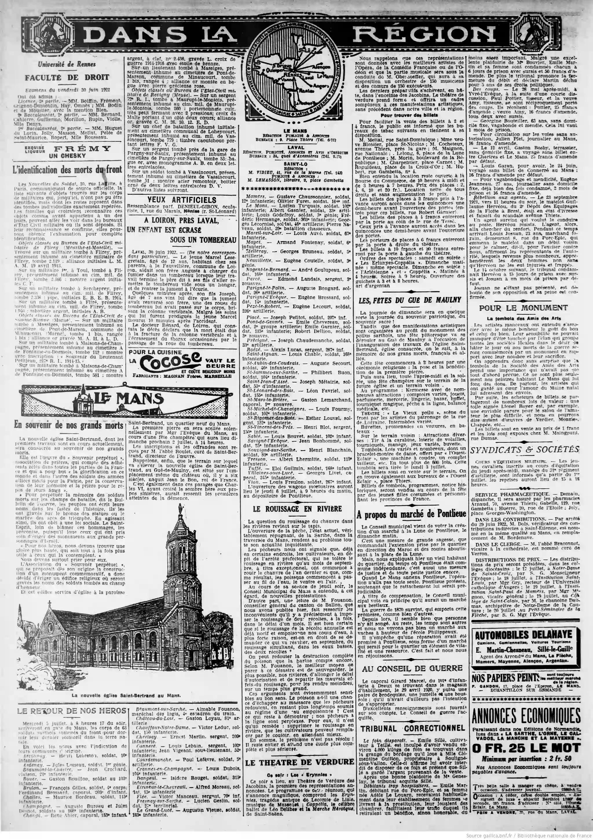 LOuest Éclair édition du 01 juillet 1922 page le rouissage des rivières et la pollution de l eau 4 05