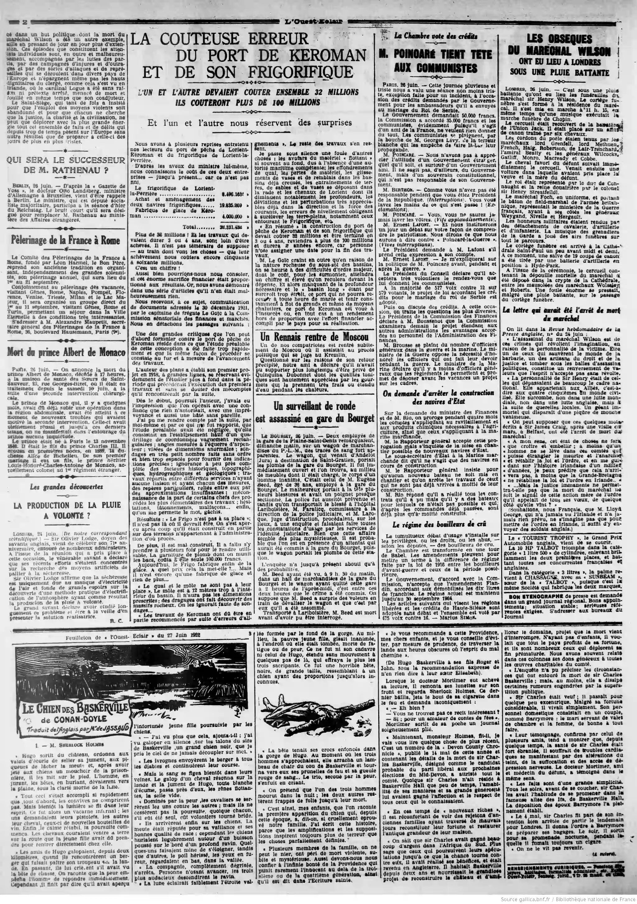 LOuest Éclair édition du 27 juin 1922 page la pluie artificielle à volonté 2 05