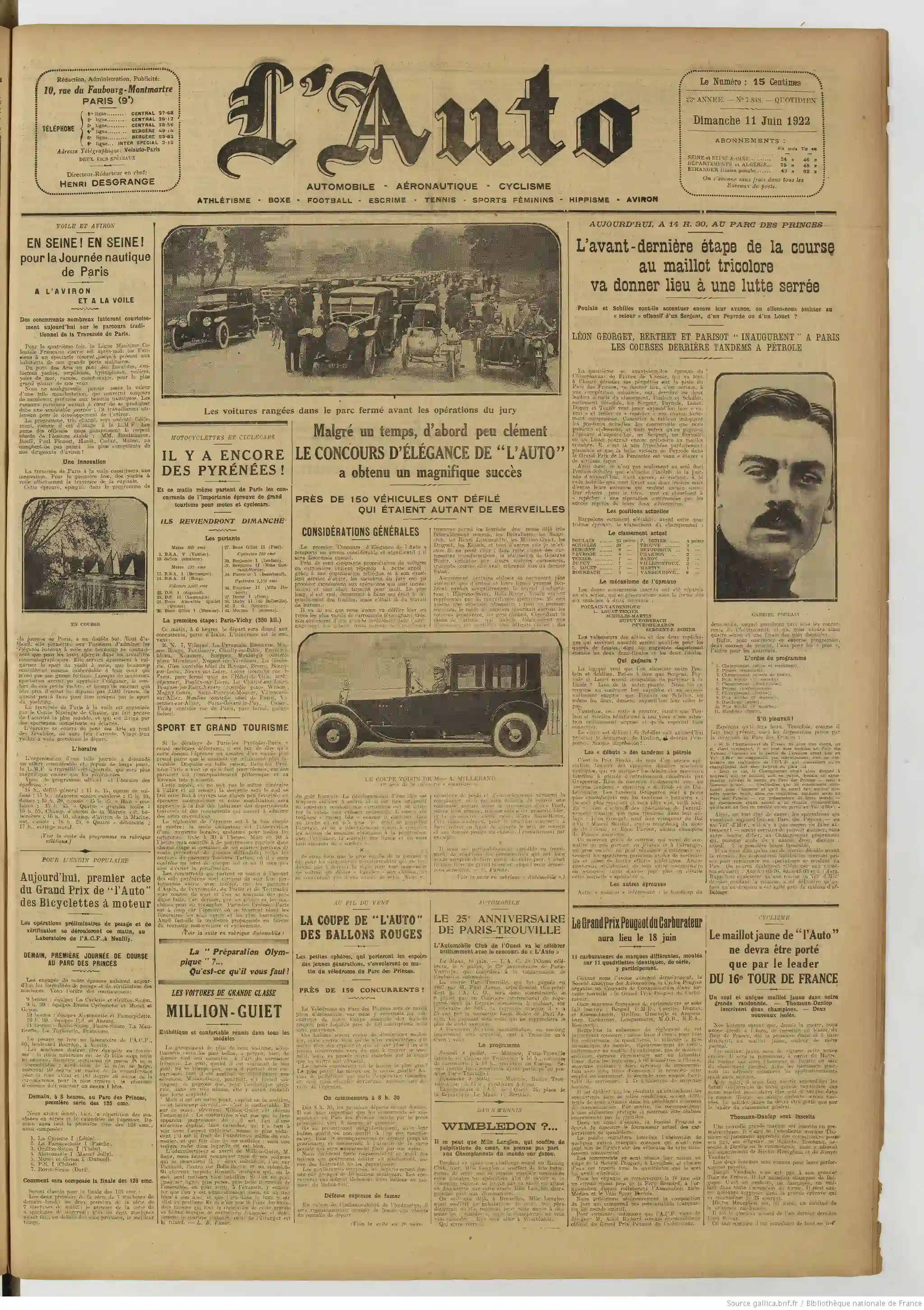 L Auto vélo automobilisme cyclisme athlétisme le maillot jaune du tour de france cycliste page