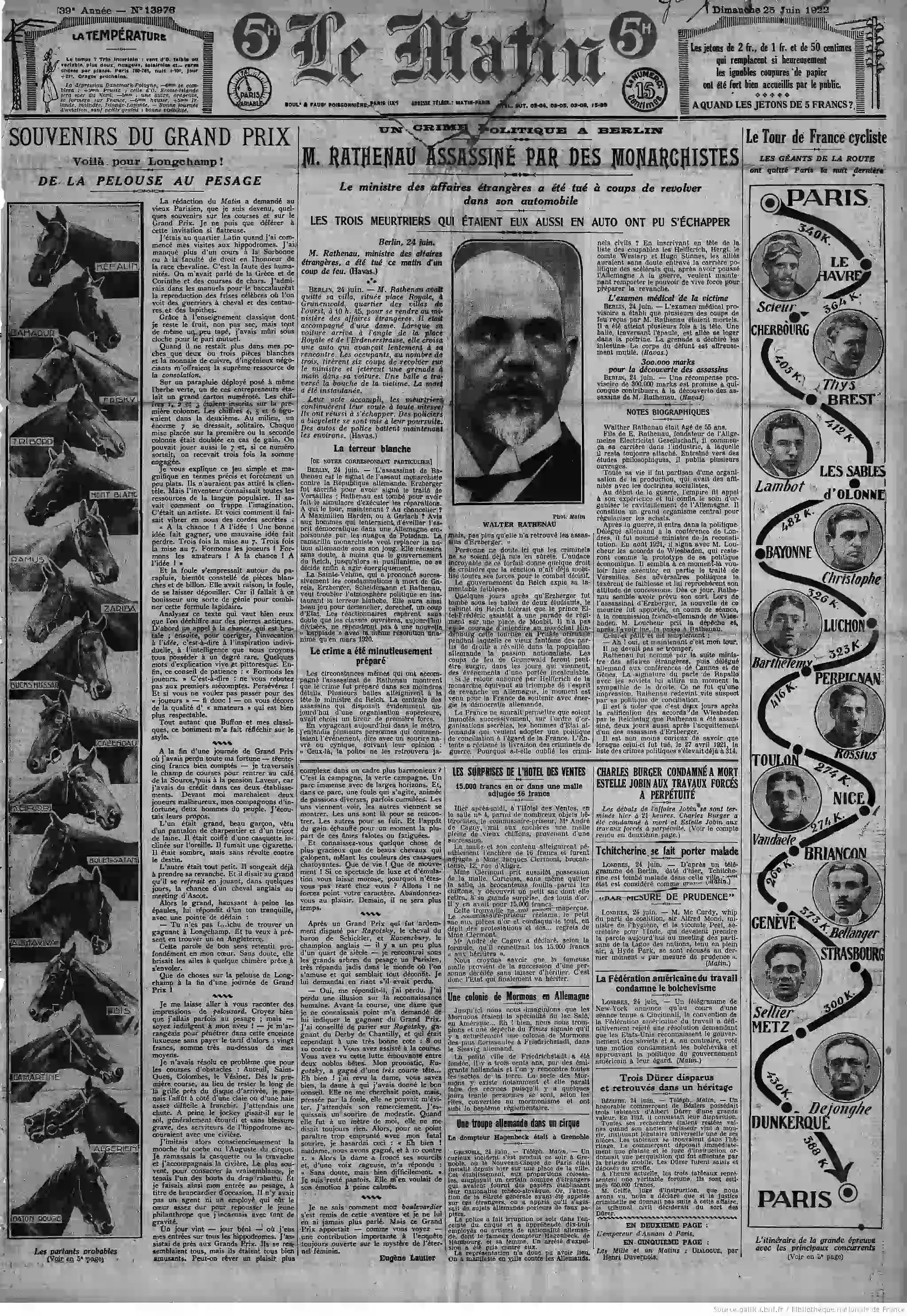 Le Matin édition du 25 juin 1922 des pièces d or dans une malle vendue aux enchères la une 1 05