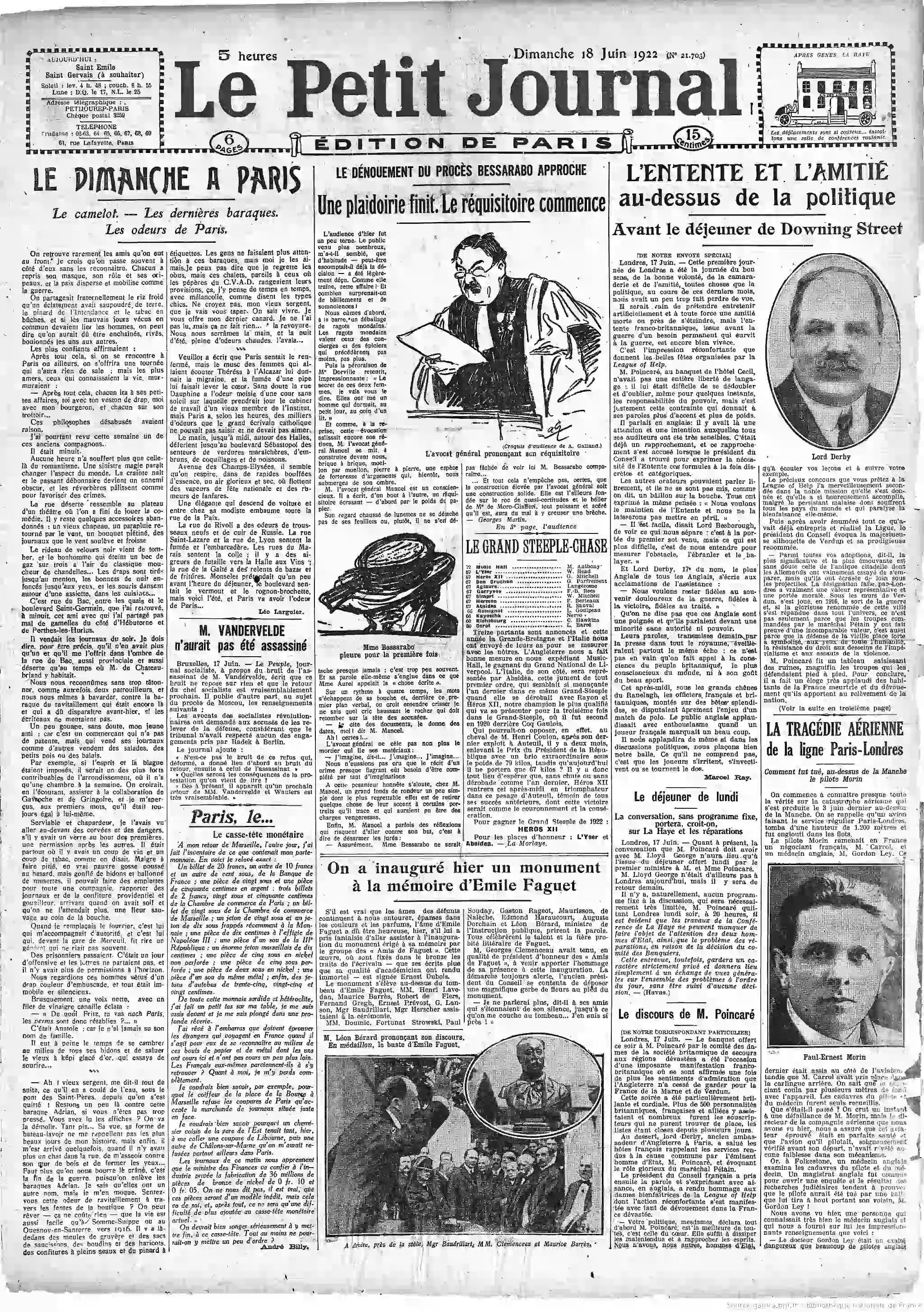 Le Petit journal du 18 juin 1922 la une 01
