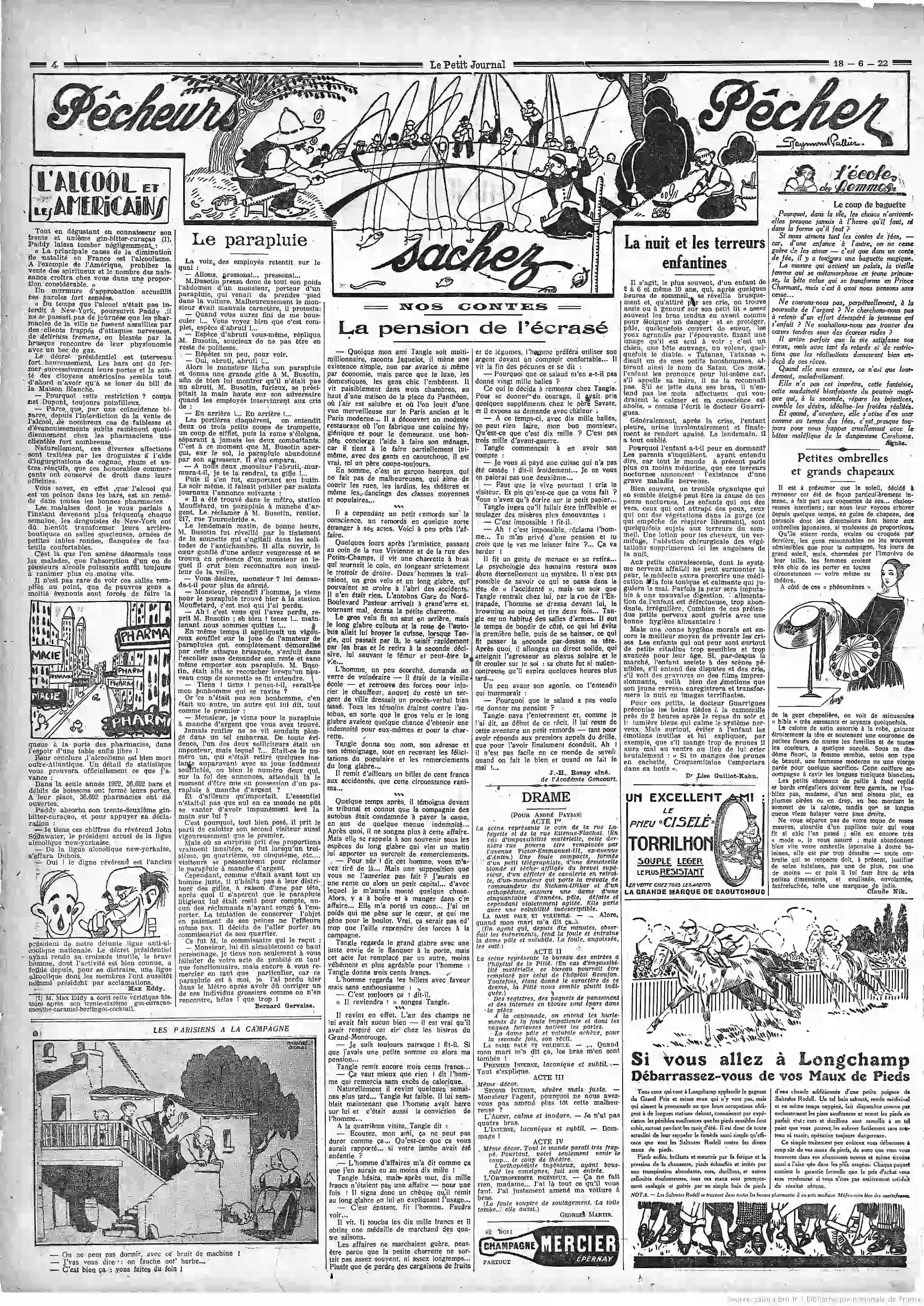 Le Petit journal du 18 juin 1922 les parisiens à la campagne 4 05