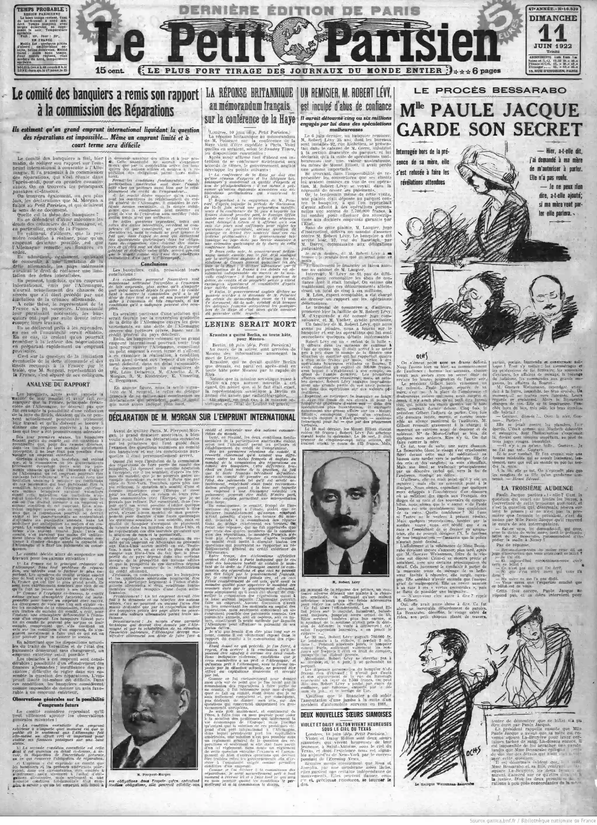 Le Petit Parisien 11 juin 1922 ruraux urbains page