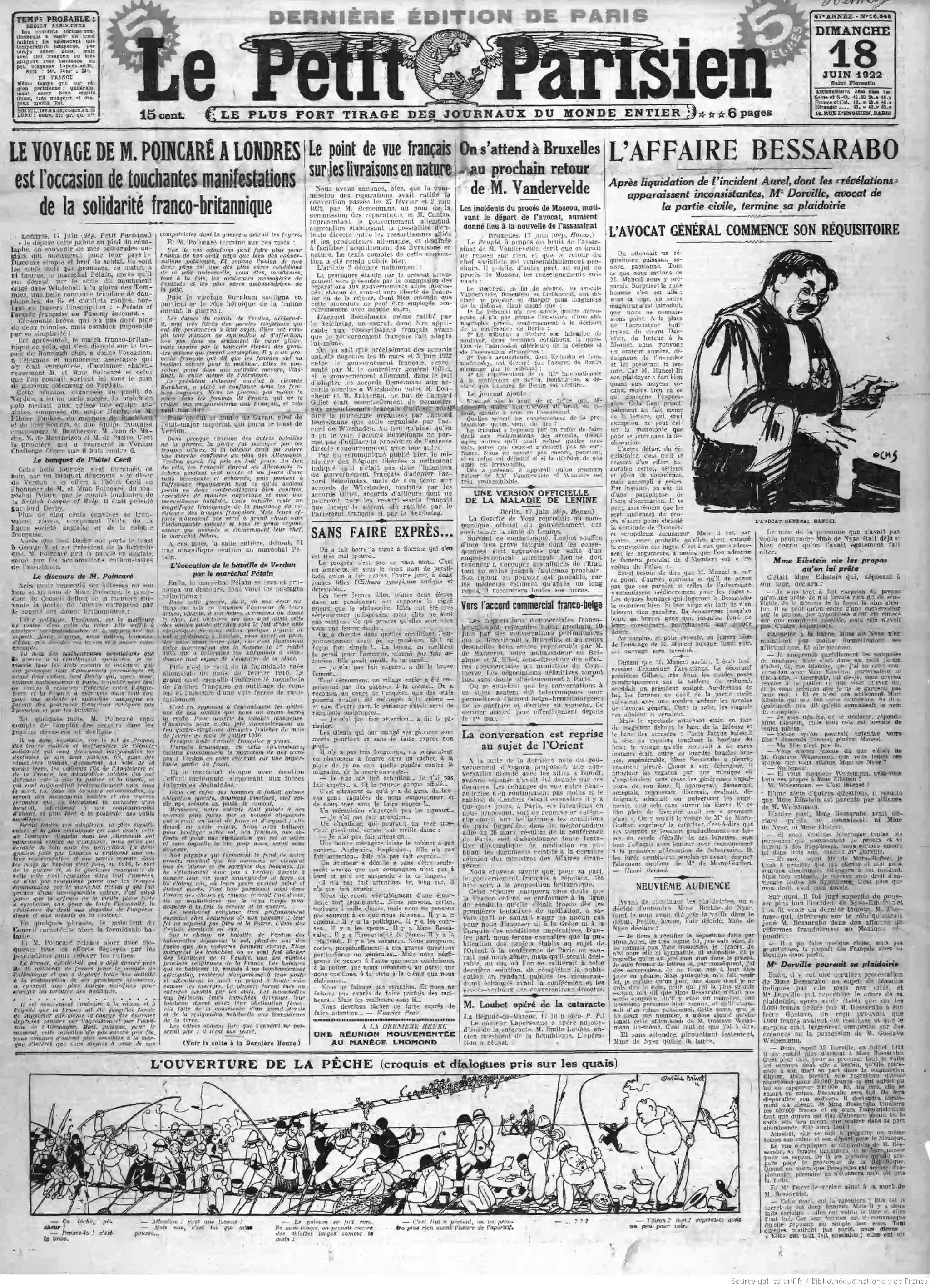 Le Petit Parisien du 18 juin 1922 ne pas le faire exprès la une 05