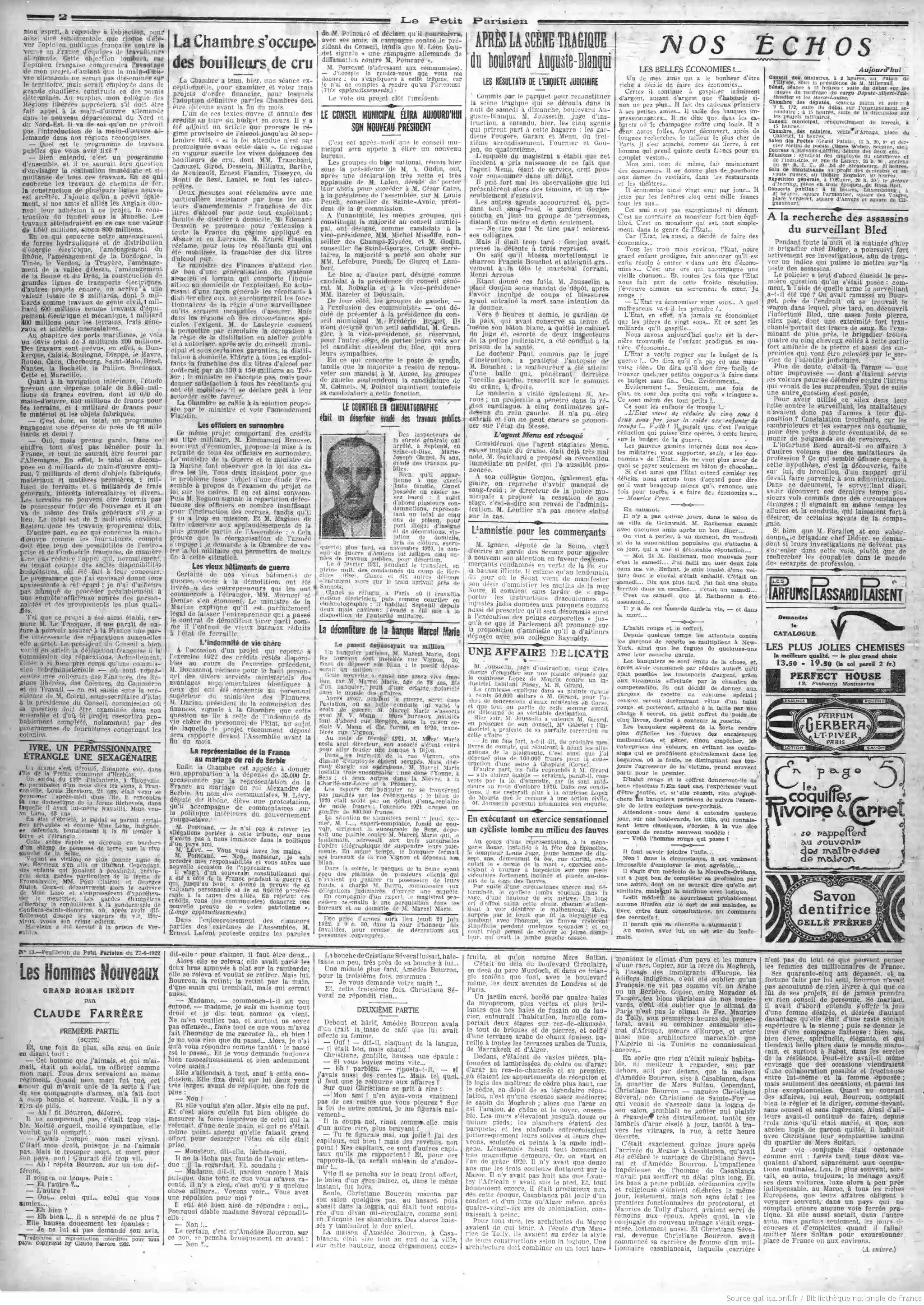 Le Petit Parisien édition du 27 juin 1922 page une la police de Paris2 05