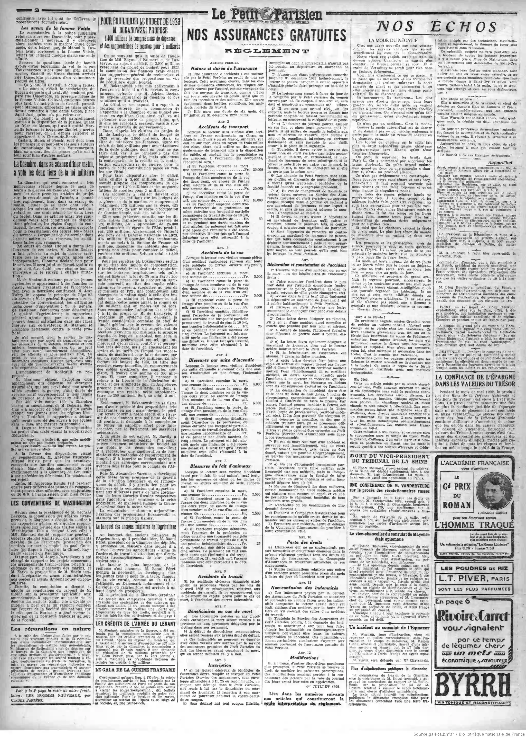 Le Petit Parisien édition du 29 juin 1922 page 2 05