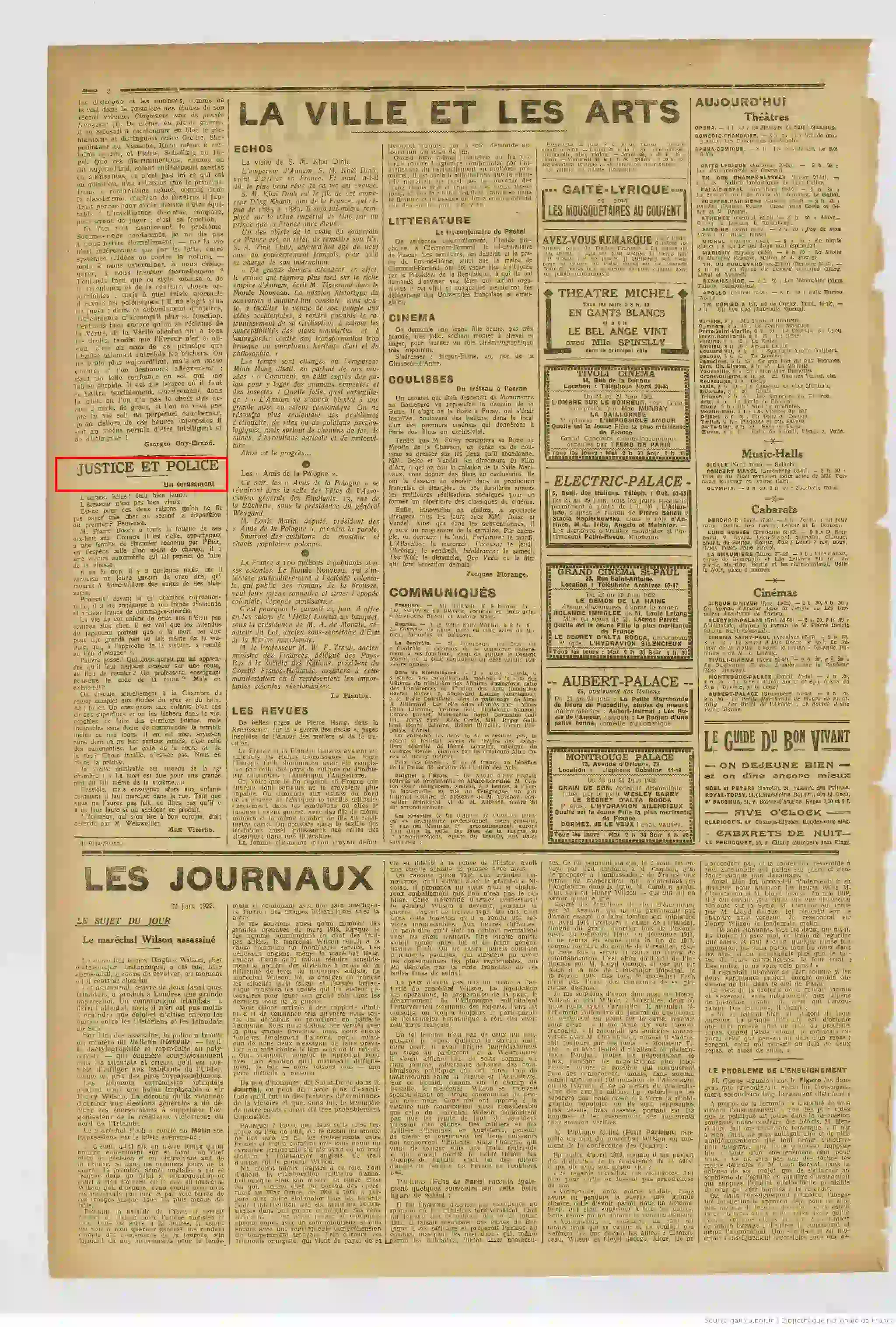 Paris midi edition du 23 juin 1922 police justice page 2