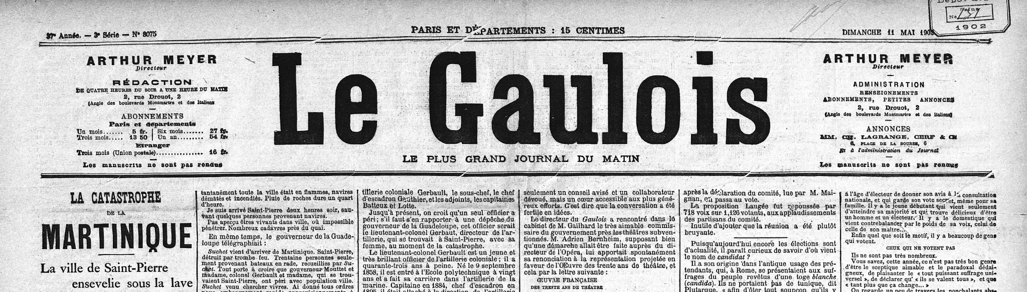 journal Le Gaulois dimanche 11 mai 1902 eruption volcan montagne Pelee Martinique